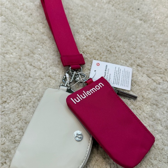 Lululemon Pink and White Dual Pouch Wristlet - Picture 1 of 4